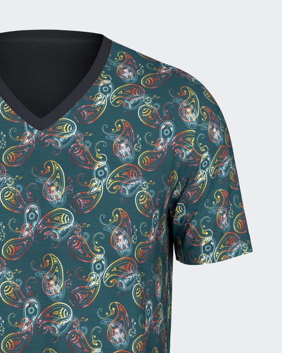 Pijama de homem estampado cornucópias em Lyocell