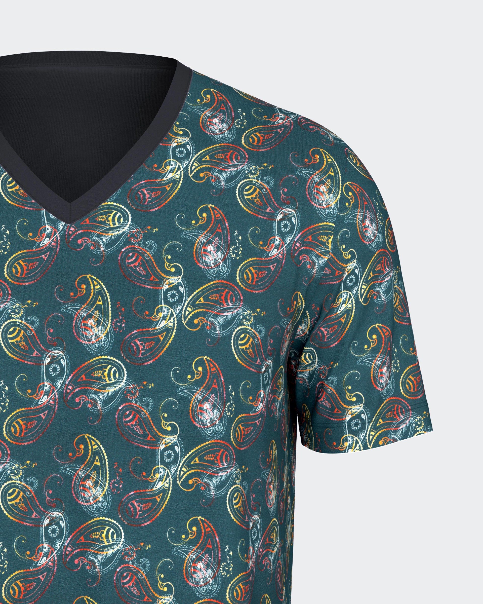 Pijama de homem estampado cornucópias em Lyocell