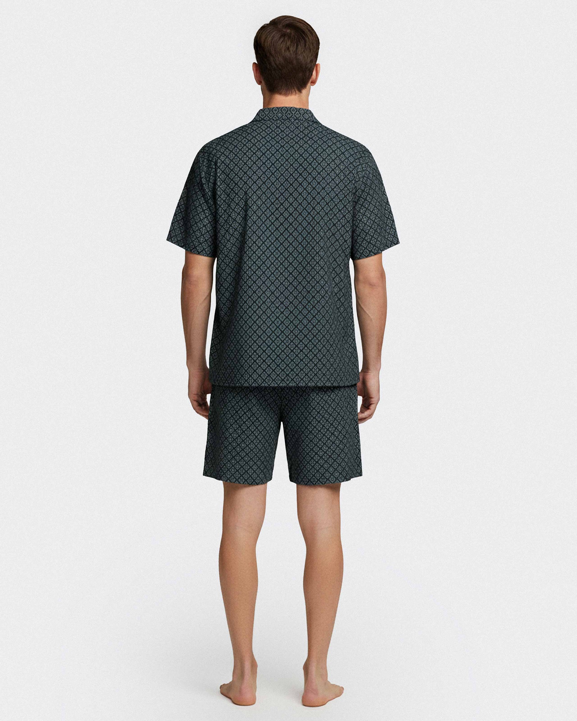 Pijama corto con botones de hombre en Lyocell