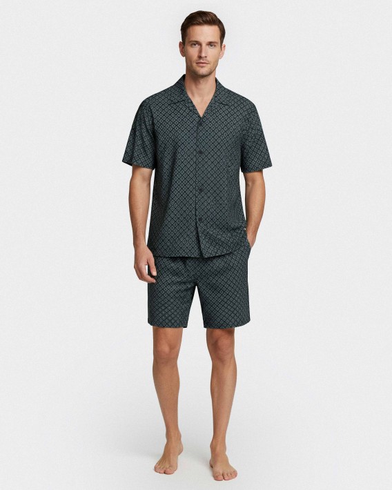 Pijama corto con botones de hombre en Lyocell