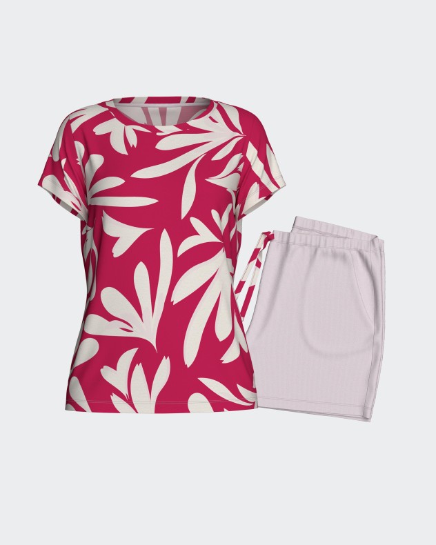 Pijama corto estampado de mujer en Lyocell - Image product