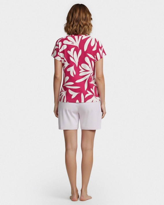Damen-Kurzpyjama aus Lyocell mit Print