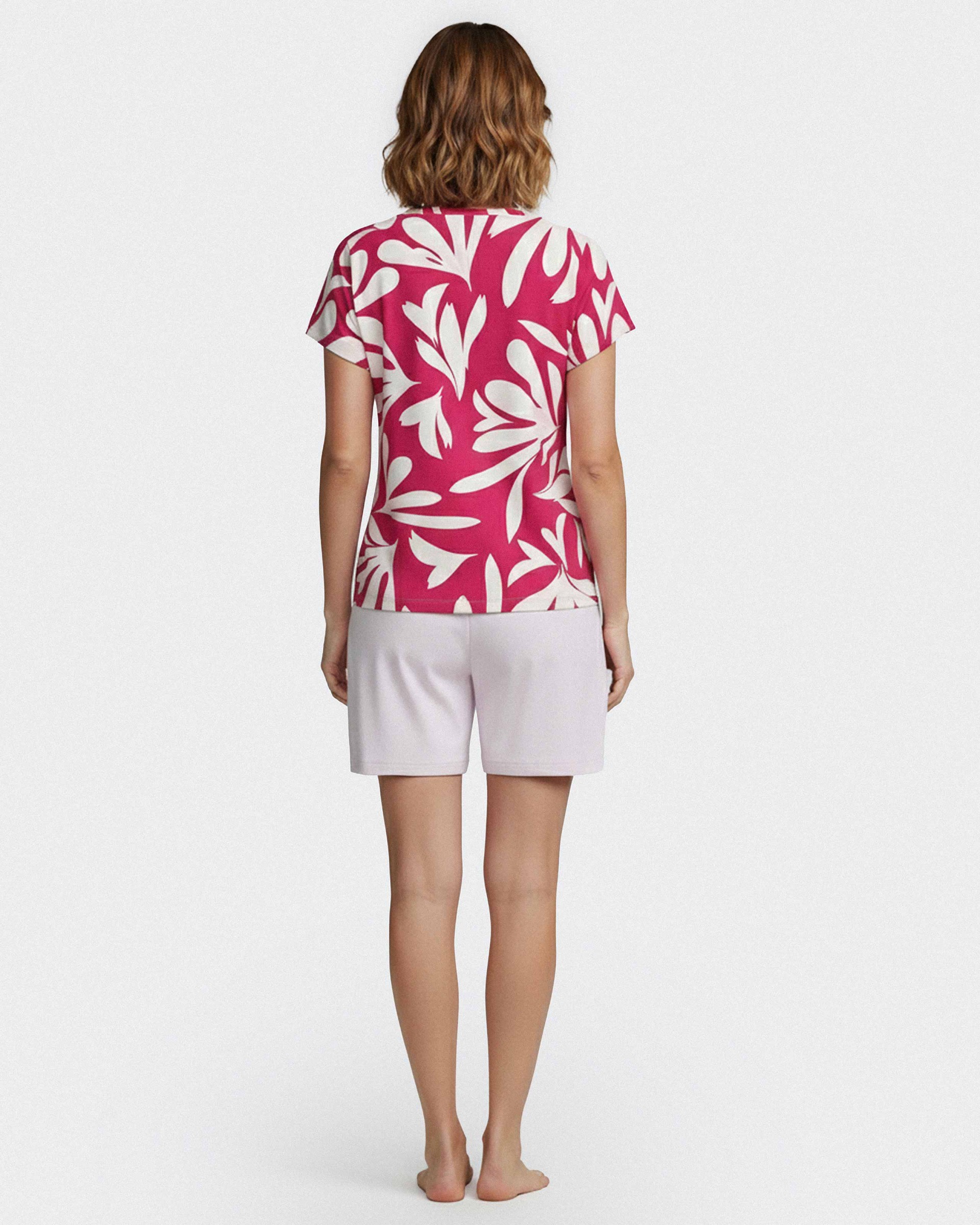 Damen-Kurzpyjama aus Lyocell mit Print