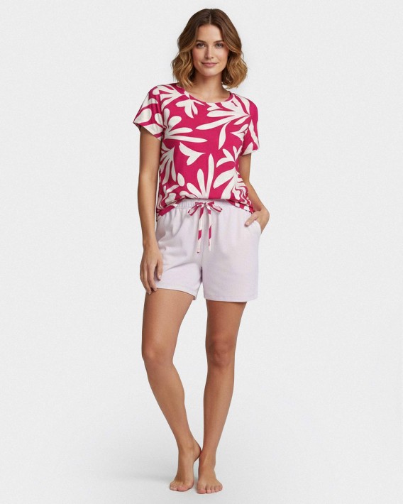 Damen-Kurzpyjama aus Lyocell mit Print