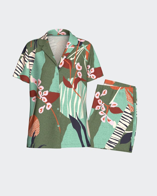 Pyjama court pour femme avec boutons en Modal - Image product
