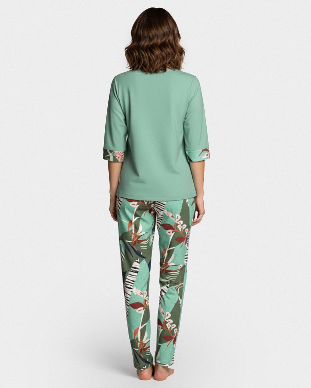 Damen-Pyjama aus Modal mit botanischem Print