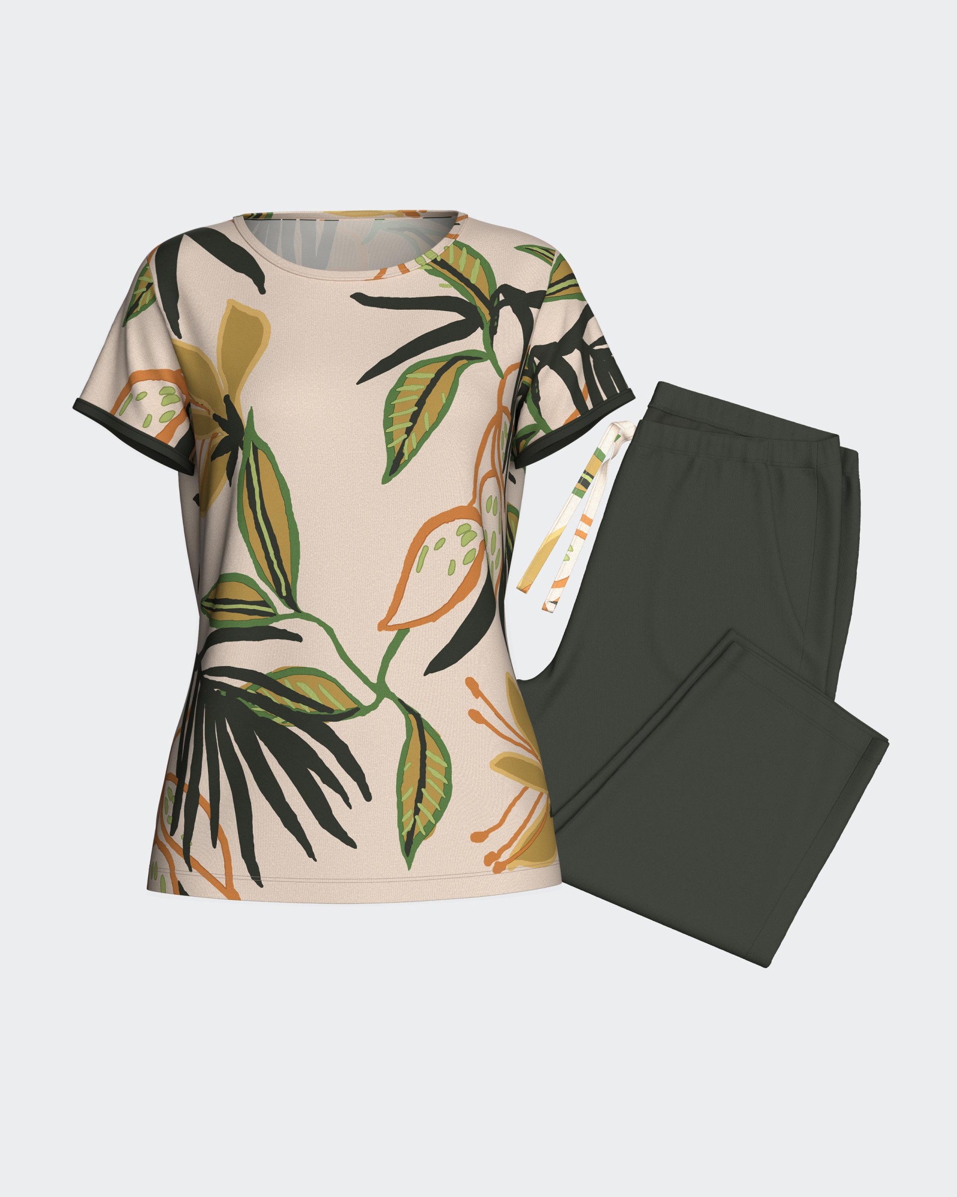 Damen-Kurzpyjama aus Lyocell mit Print