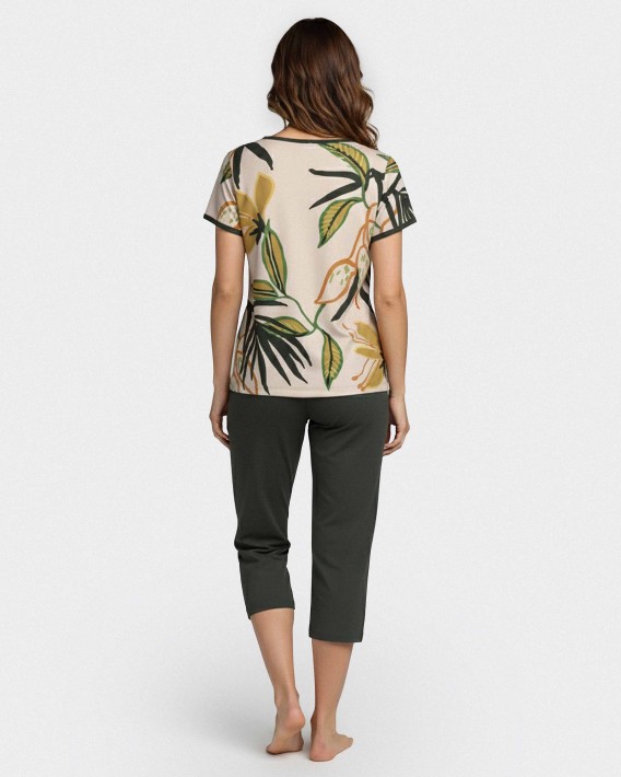 Damen-Kurzpyjama aus Lyocell mit Print