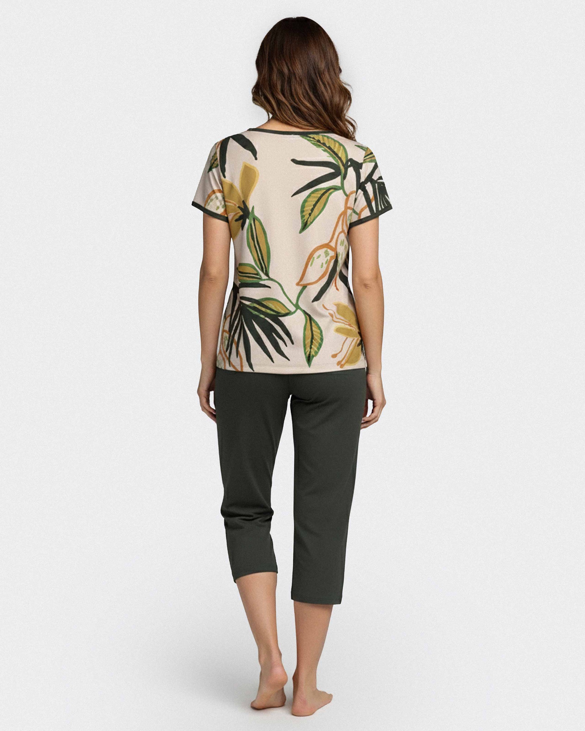 Damen-Kurzpyjama aus Lyocell mit Print