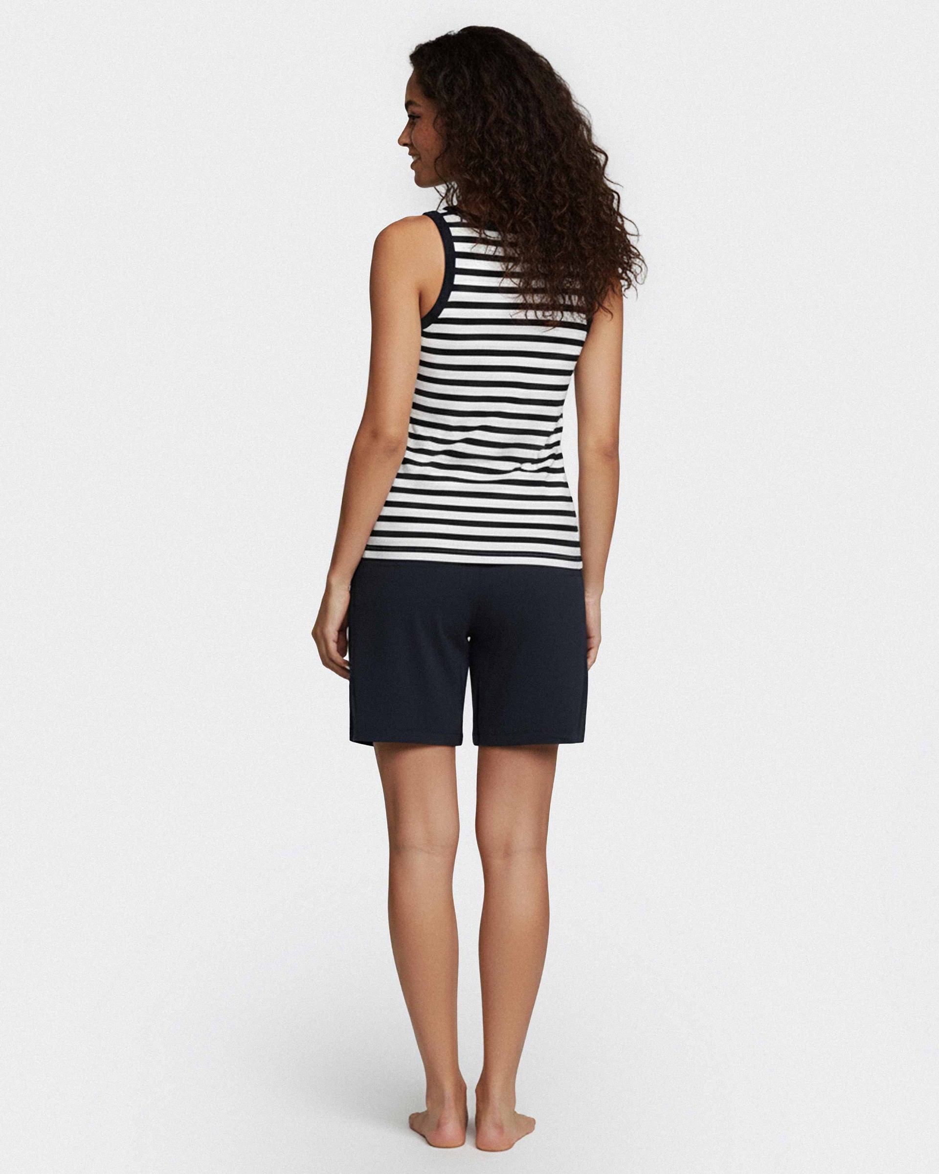 Pyjama court pour femme à rayures en Coton