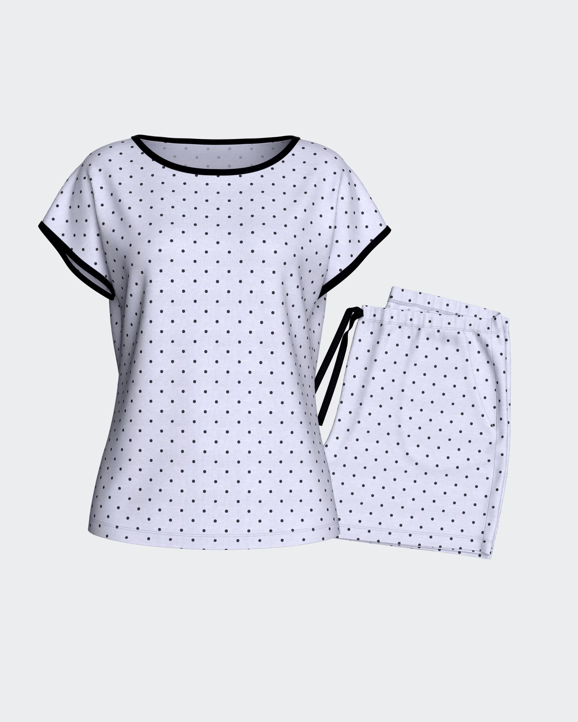 Kurzer Damen-Pyjama aus Modal mit Pünktchenmuster