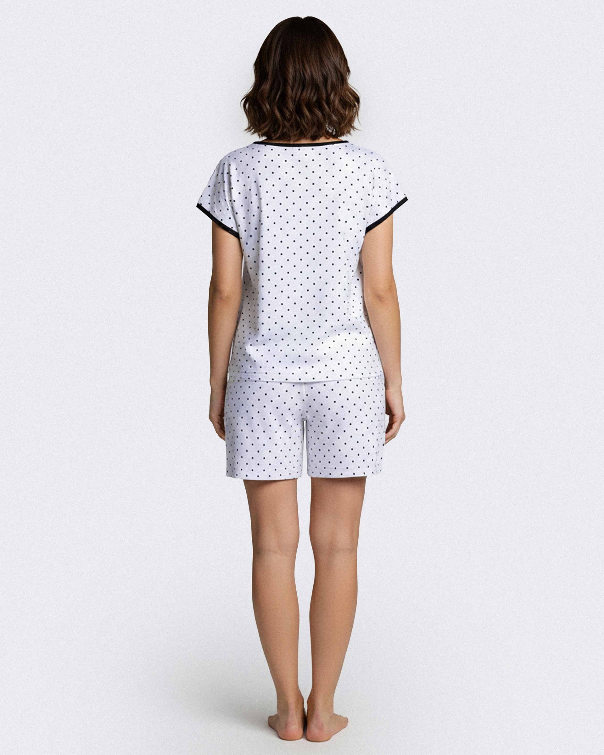 Kurzer Damen-Pyjama aus Modal mit Pünktchenmuster