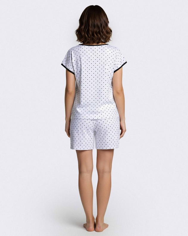 Pijama corto de mujer a lunares en Modal