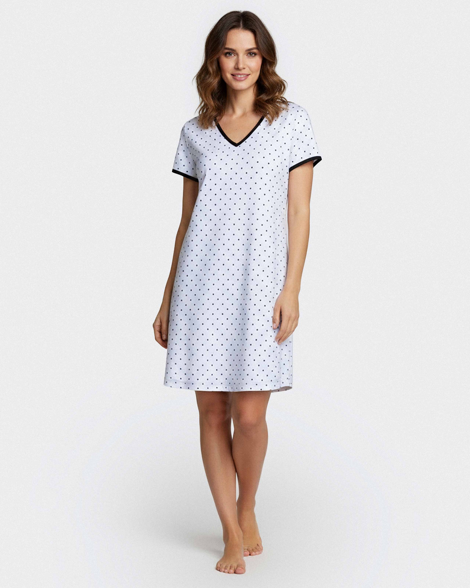 Camisa de dormir às bolinhas em Modal