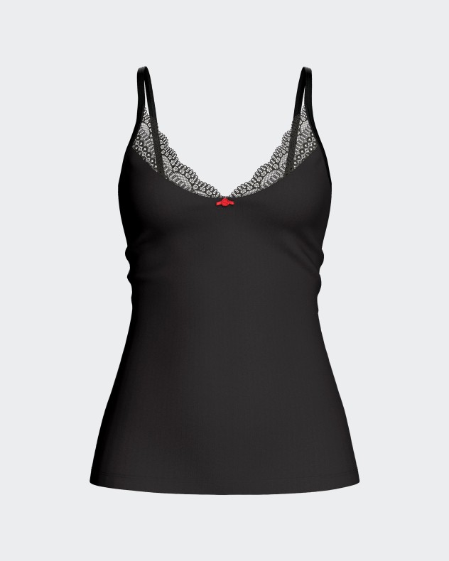 Camiseta de tirantes en Lyocell con encaje