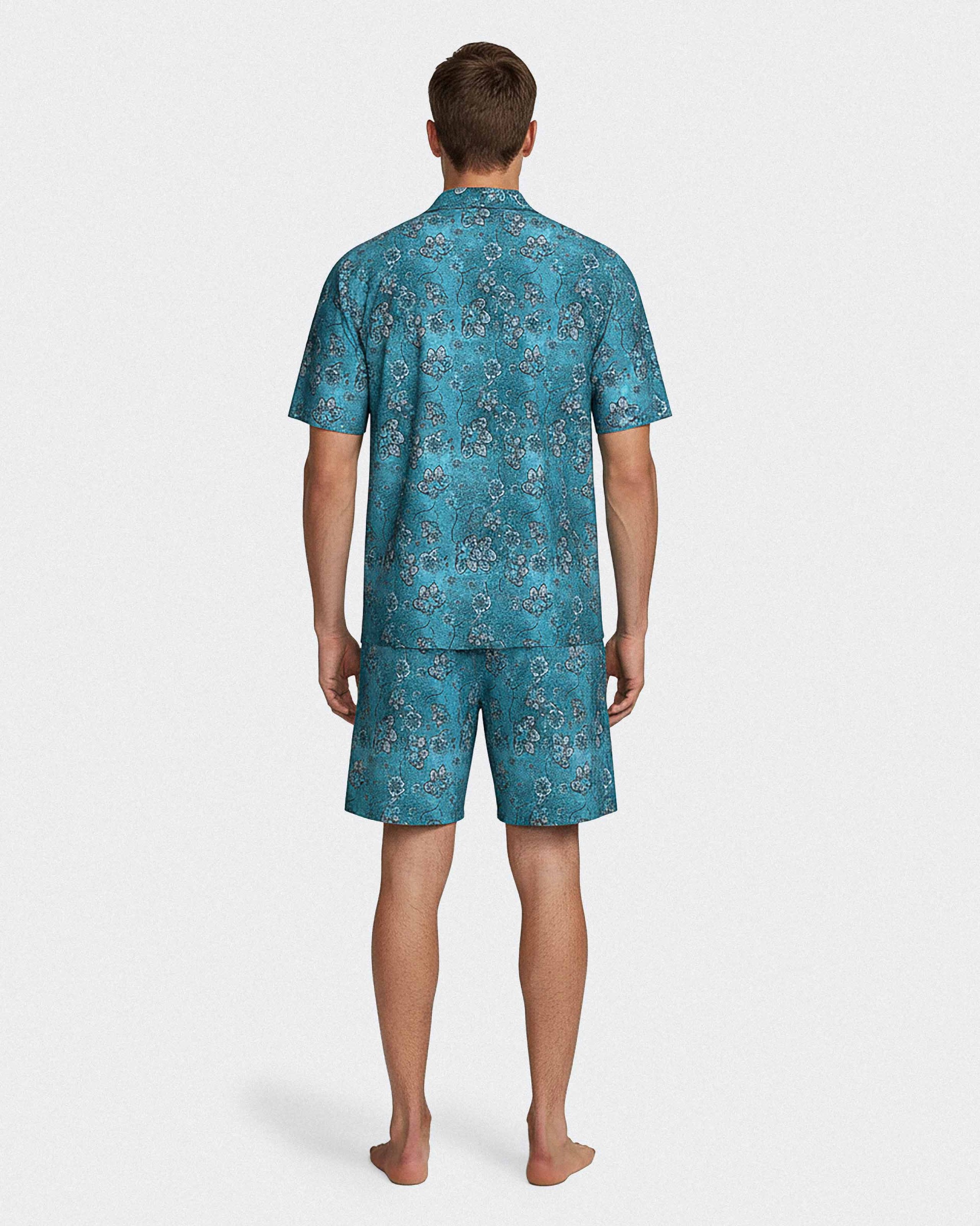 Pijama curto de homem com botões em Lyocell