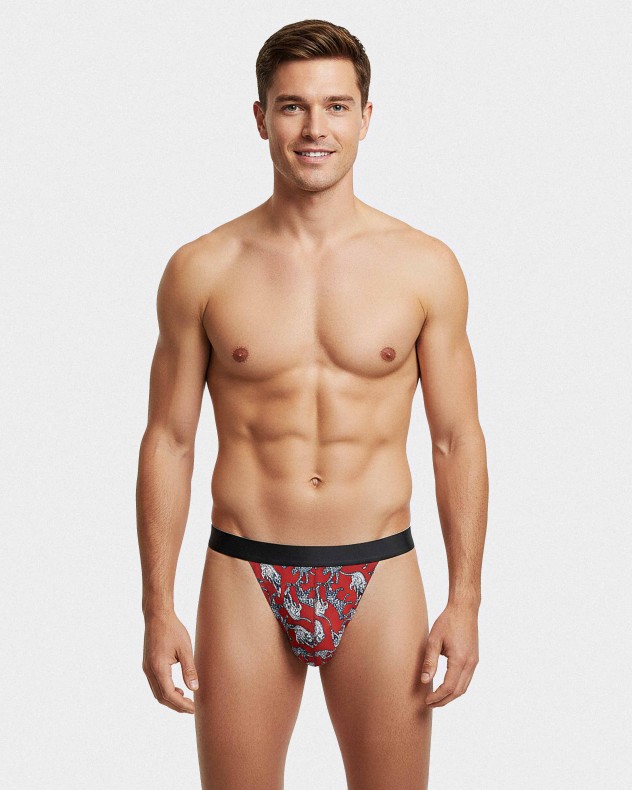 Herren-String mit Print aus Lyocell